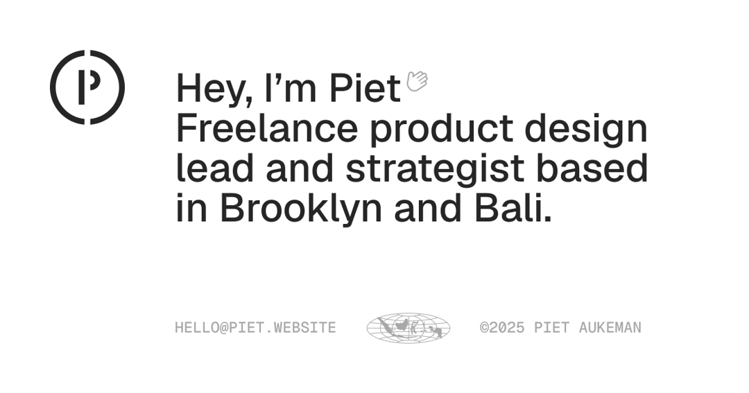 Piet Aukeman website homepage built with Framer