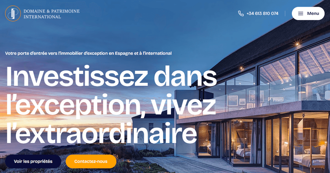 Domaine et Patrimoine website homepage built with Framer