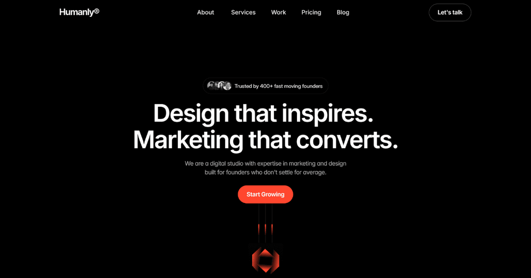 amantimarketing website homepage built with Framer