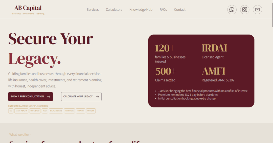 Abhishek Capital website homepage built with Framer