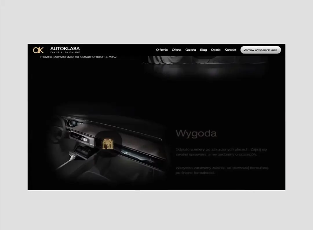 Autoklasa.pl website homepage built with Framer