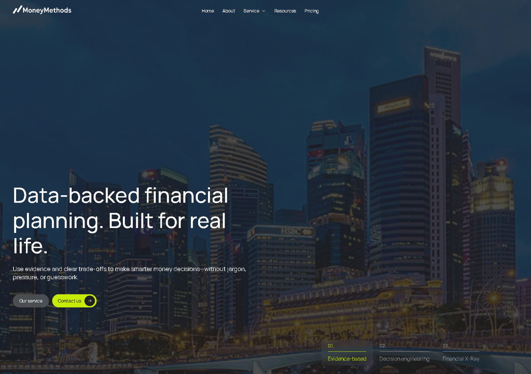 moneymethods website homepage built with Framer