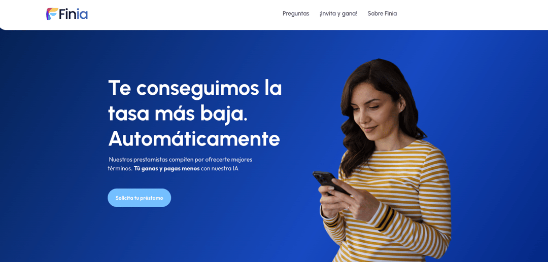 finia website homepage built with Framer