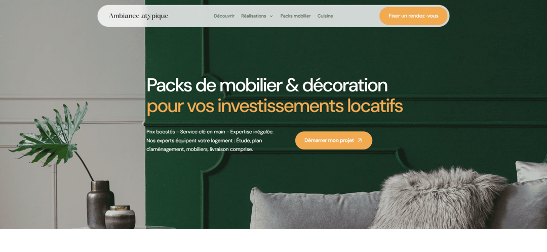 Ambiance Atypique website homepage built with Framer