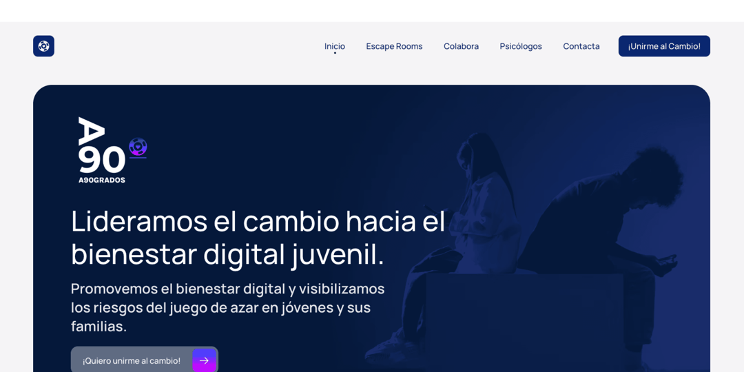 a90grados website homepage built with Framer