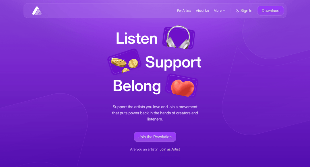 Aria Music website homepage built with Framer